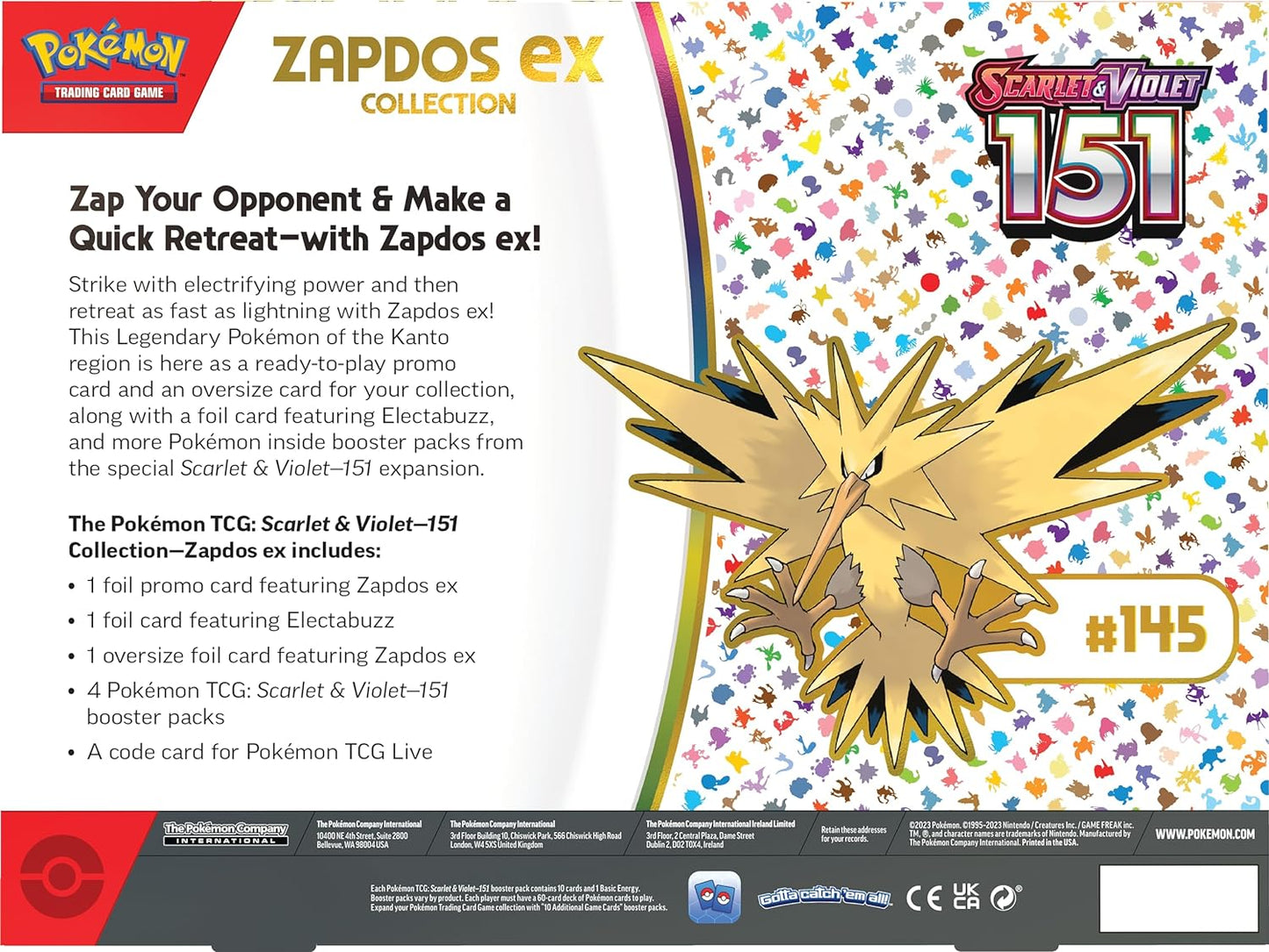 Pokémon Scarlet and Violet 151 Zapdos ex Collection